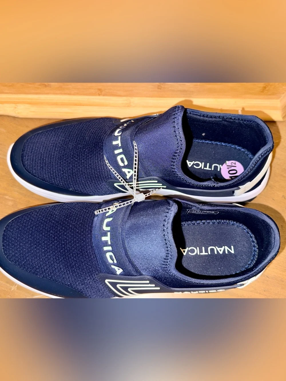 NWT Nautica Men's Navy & White Logo Slip-On Athletic Sneakers-No Box-10.5